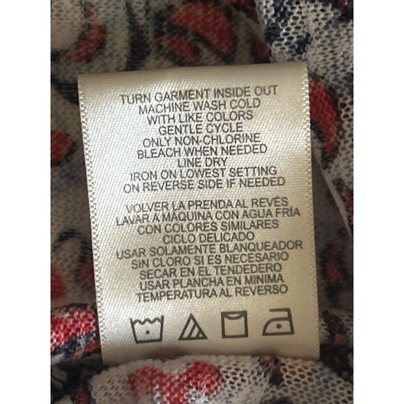 Dept. 222 Womens Short Sleeve V Neck Red & Blue Lightweight Patterned Top Small - Picture 6 of 8